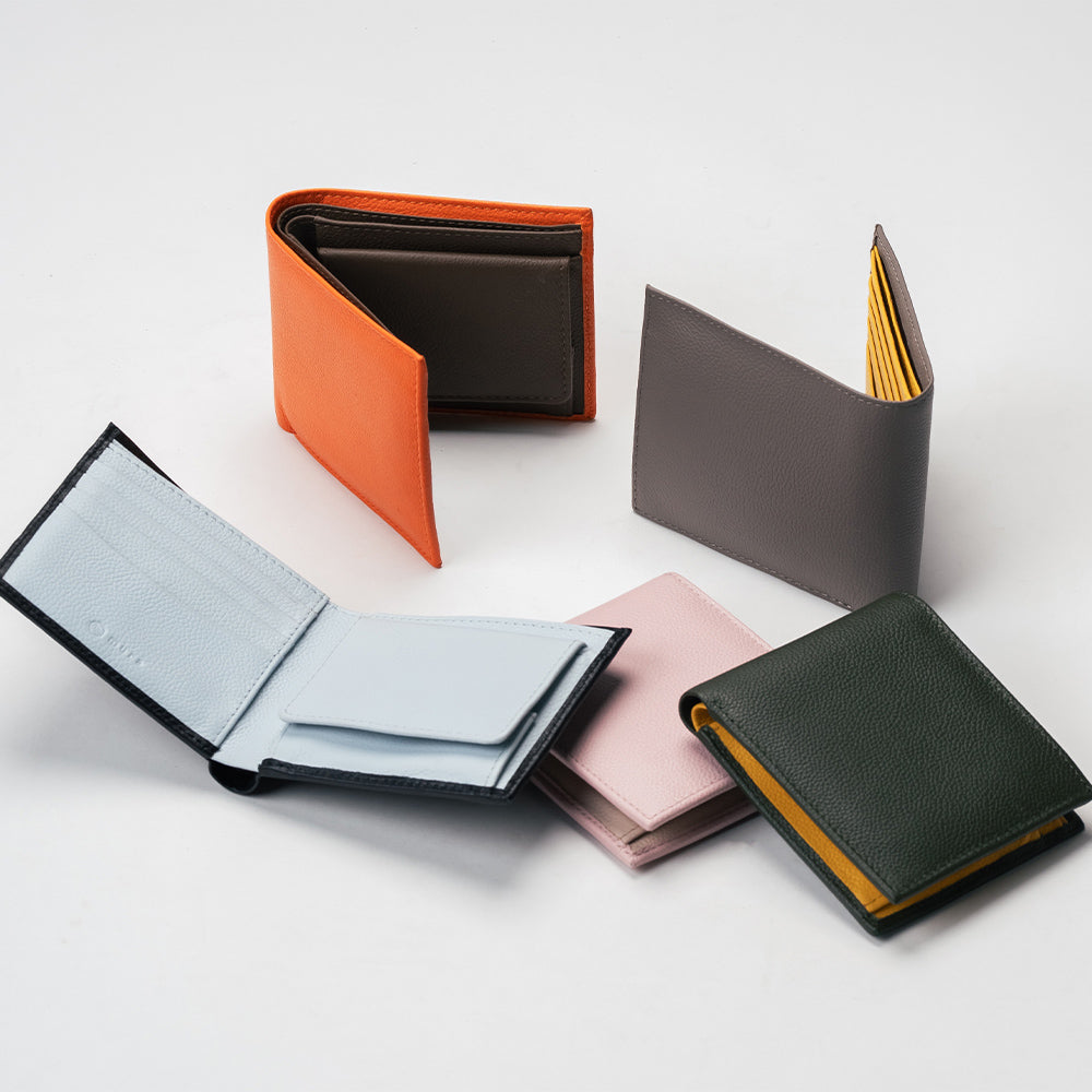 牛革 ツートンカラー 隠しポケット付 スリム 二つ折り財布 – MURA-ムラ