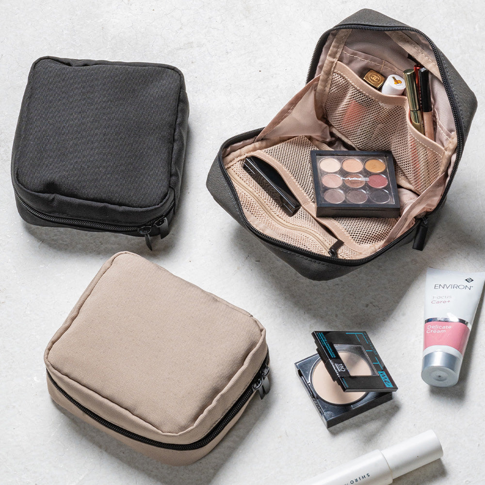 サスティナブル R-PET 撥水抗菌 中身が一目でわかる スクエア メイク