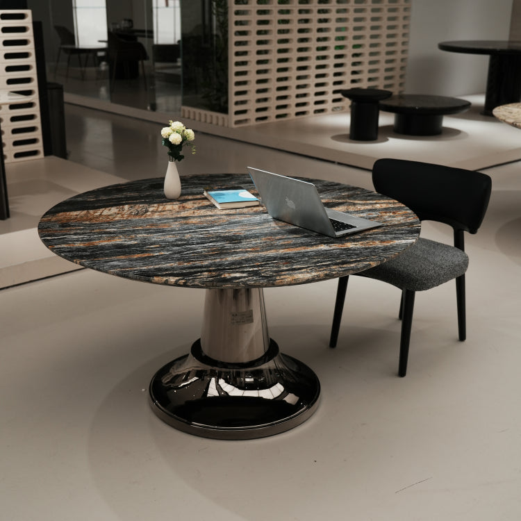 デザイナーズ 大理石ダイニングテーブル ブルー×ゴールドマーブル