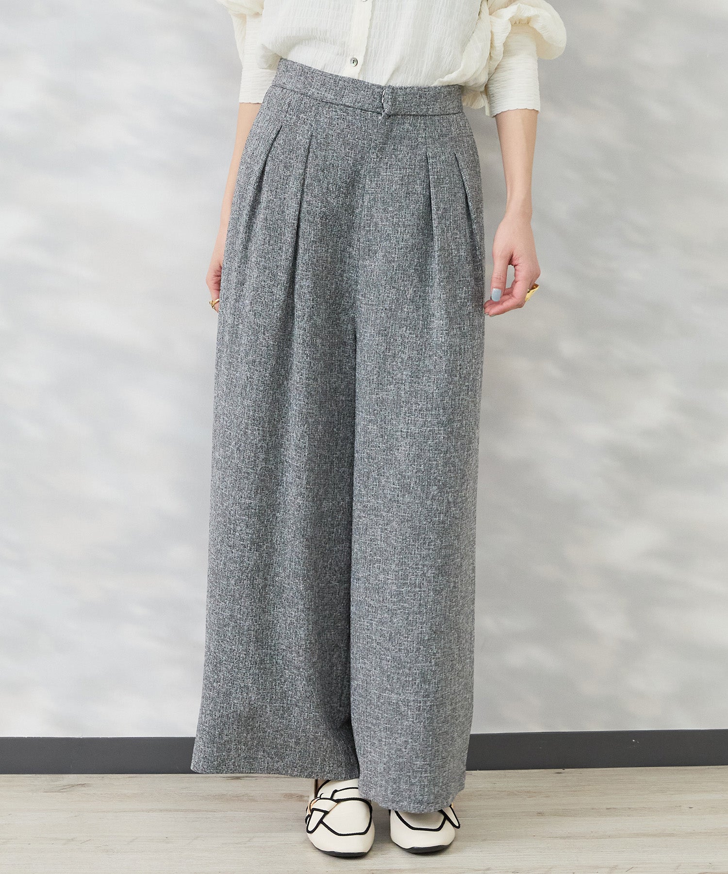 JETSET SOLO PLUS】ツイードワイドタックパンツ｜ファッション通販の