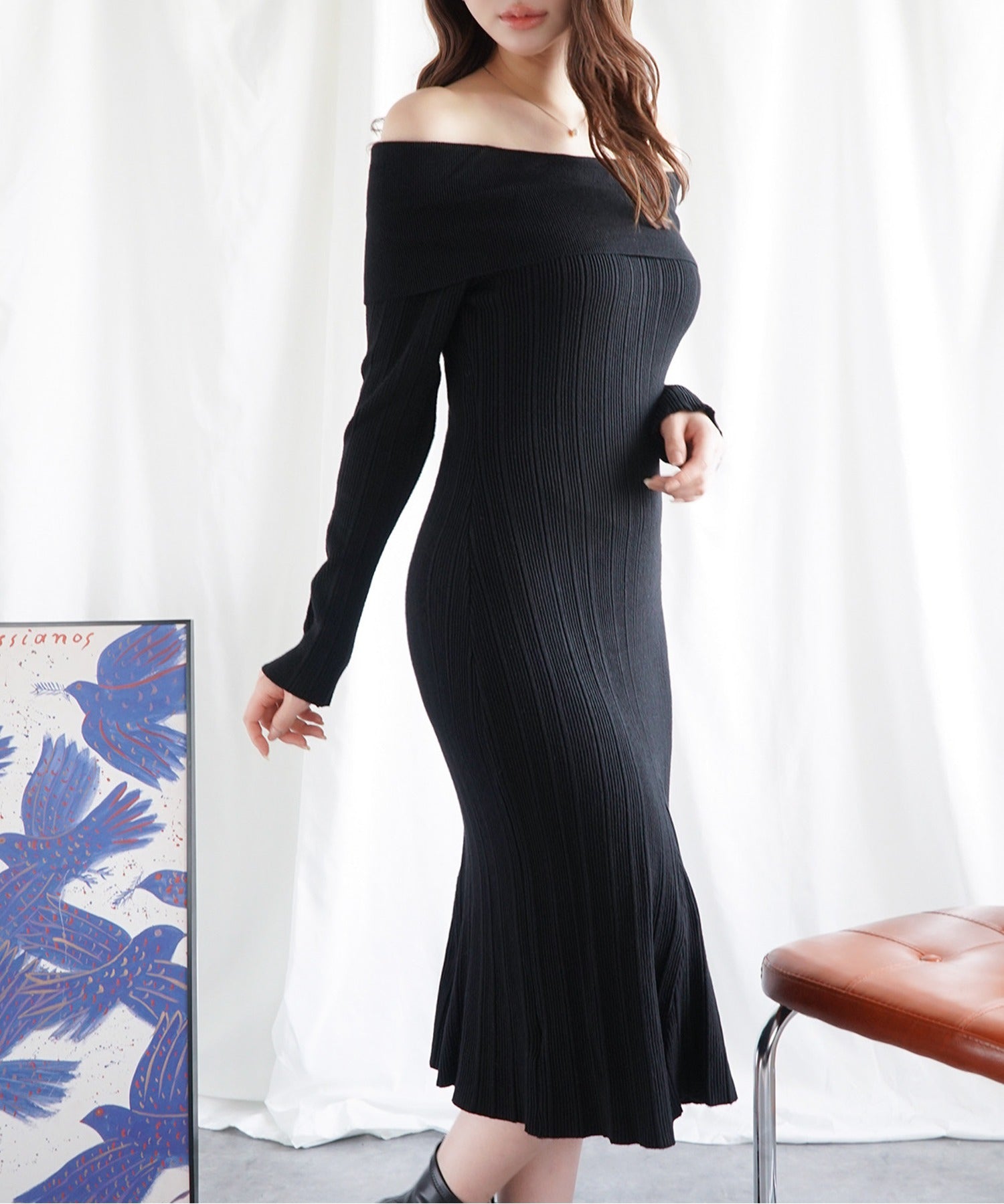 Jasmine】オフショルロングニットワンピース – 《公式》moremore