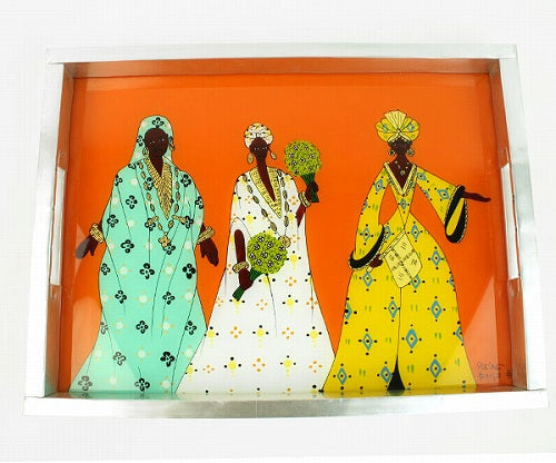 セネガルガラス絵 お盆トレイ | マンゴロベ