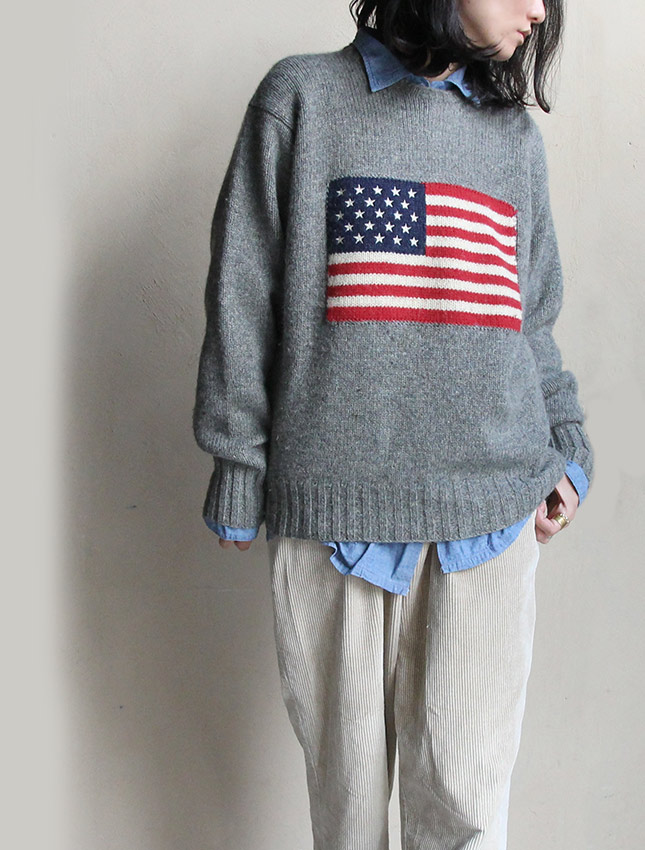 MATIN » Blog Archive » 90s RALPH LAUREN AMERICAN FLAG SWEATER GRAY
