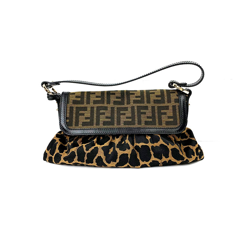 フェンディ FENDI ズッカ レオパード ショルダーバッグ キャンバス
