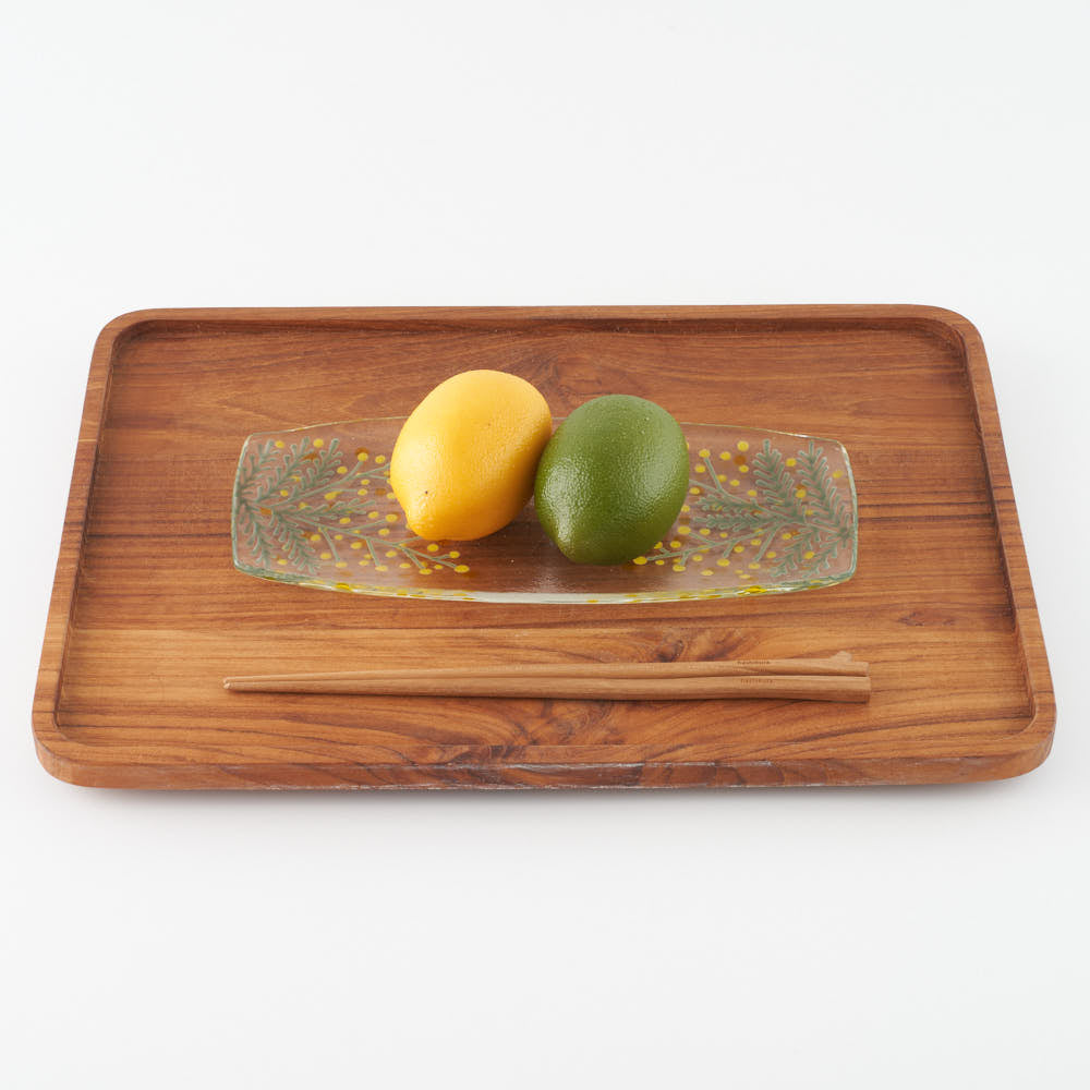 ガラス作家 沖知江子 ミモザ 角長皿 ¥7,700 大人の焼き物