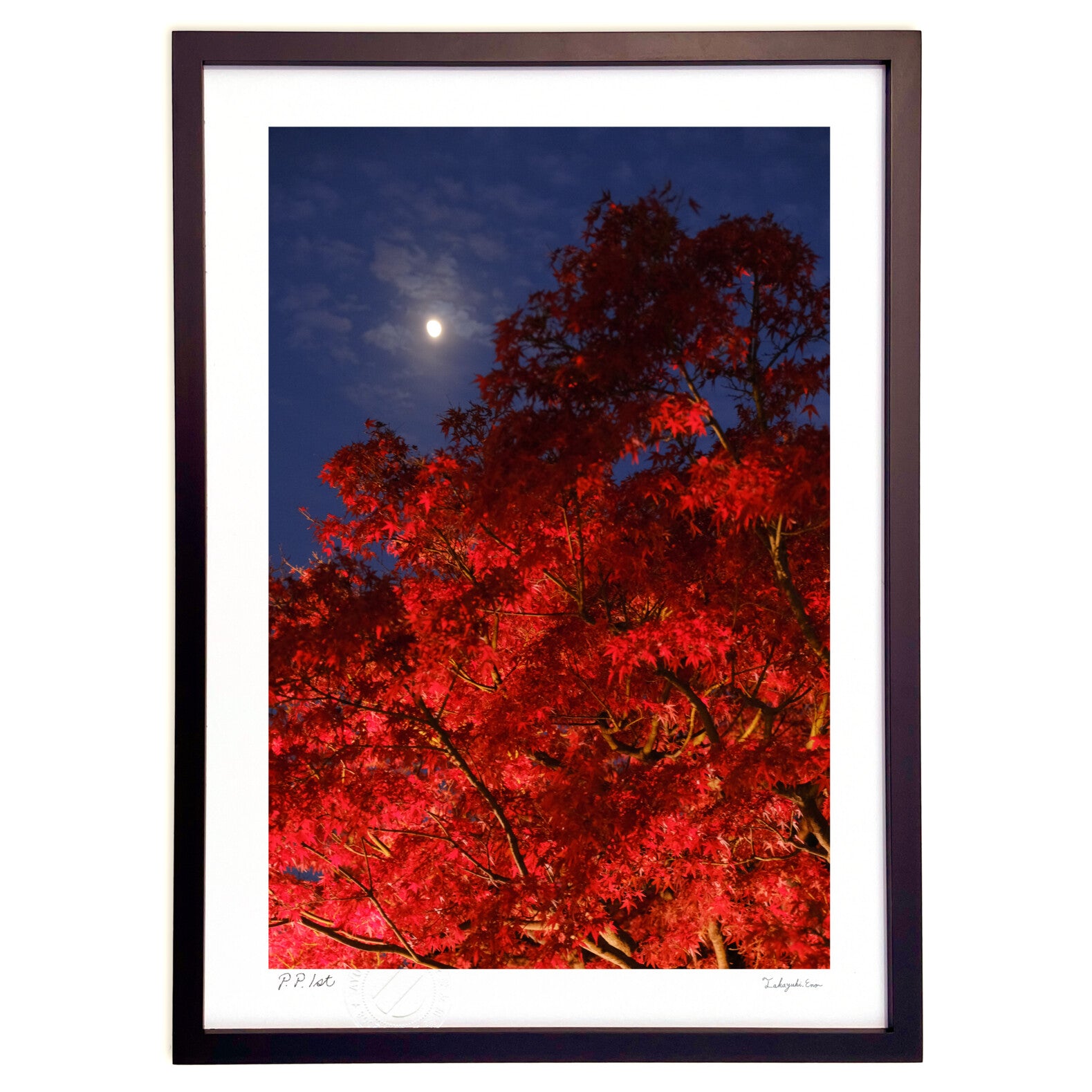黄昏の紅葉と月 – 絵画や壁飾り販売｜風景投稿販売あゆわら(R)