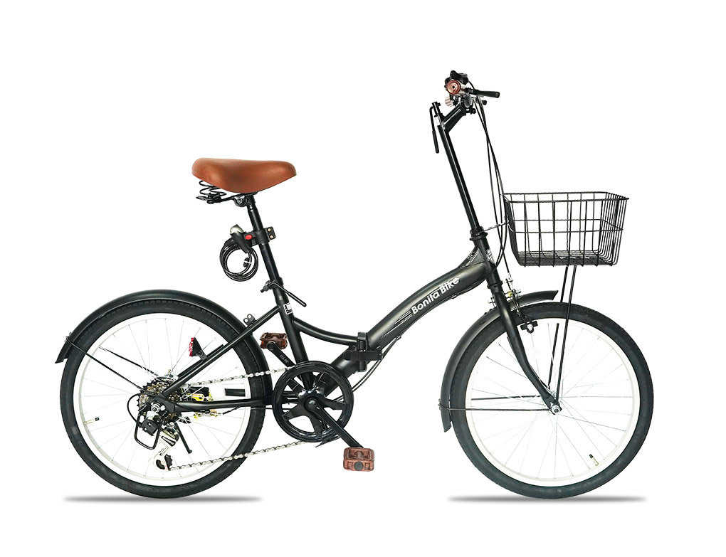 折りたたみ自転車 20インチ（ルピ20） 6段変速 カゴ・ライト・錠付