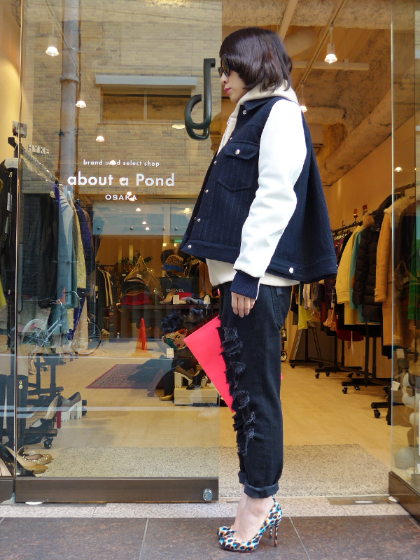 sacai luck 2014AW 袖レザースタジャン | ブランド古着 買取・販売