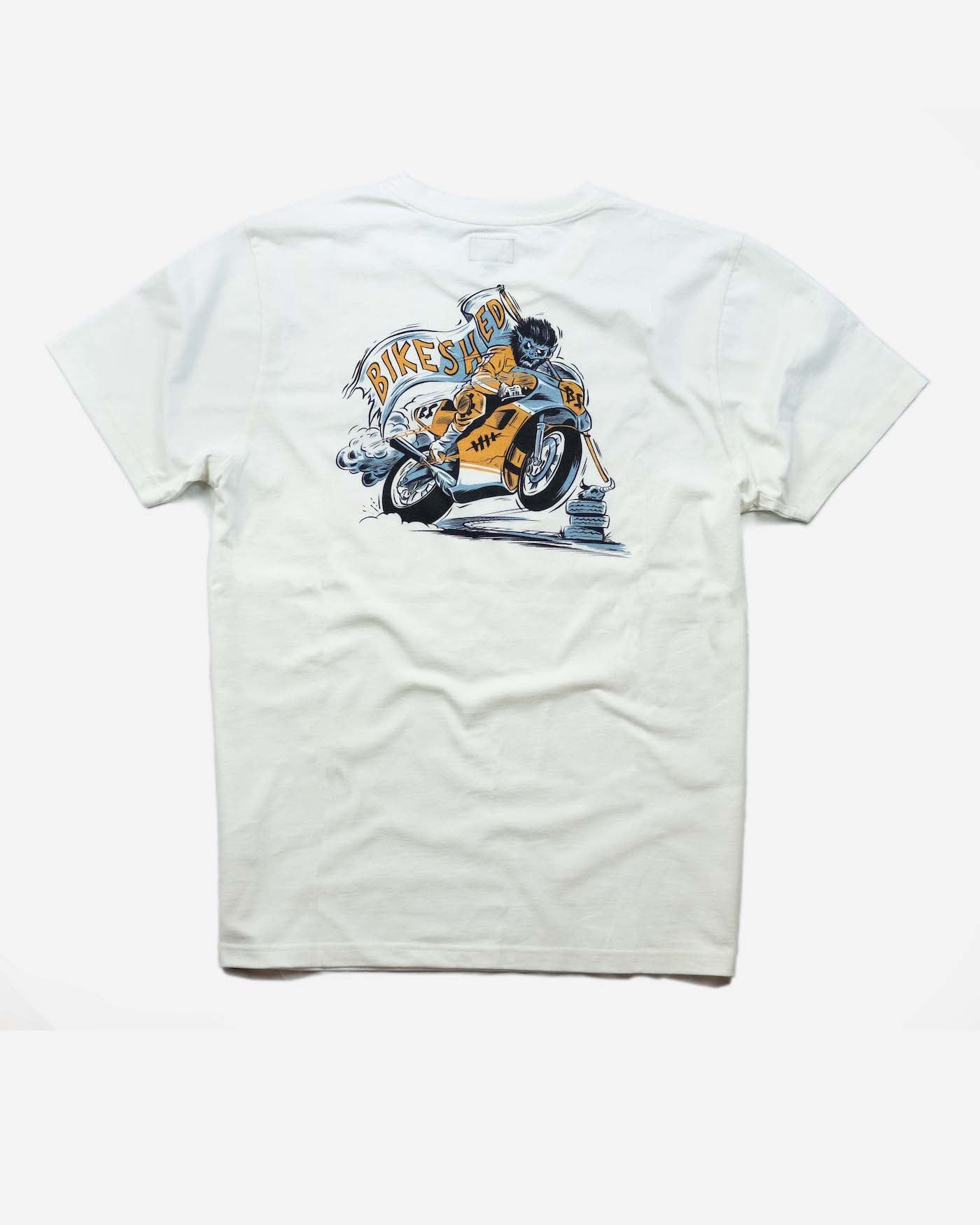 Off WhiteTrack Wolf Motorcycle Graphic T Shirt | Bike Shed Moto Co