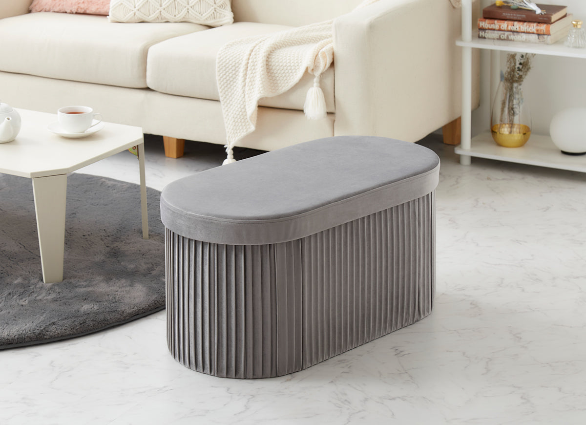 折りたたみ エレガント収納スツール 丸型 ワイド 38×78cm スツール