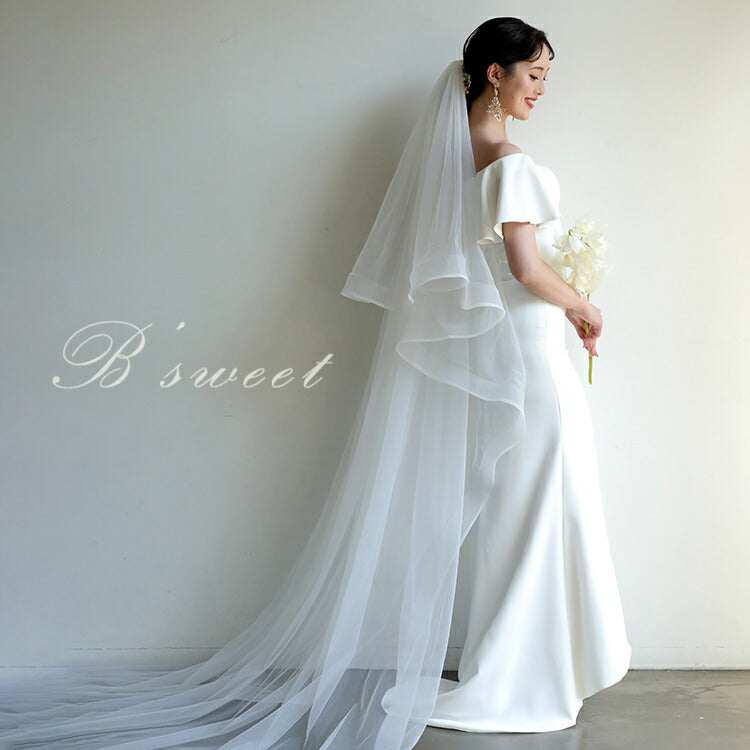 ts198jd】ホースヘアーロングベール コーム付き【長さ約80cm/270cm・幅