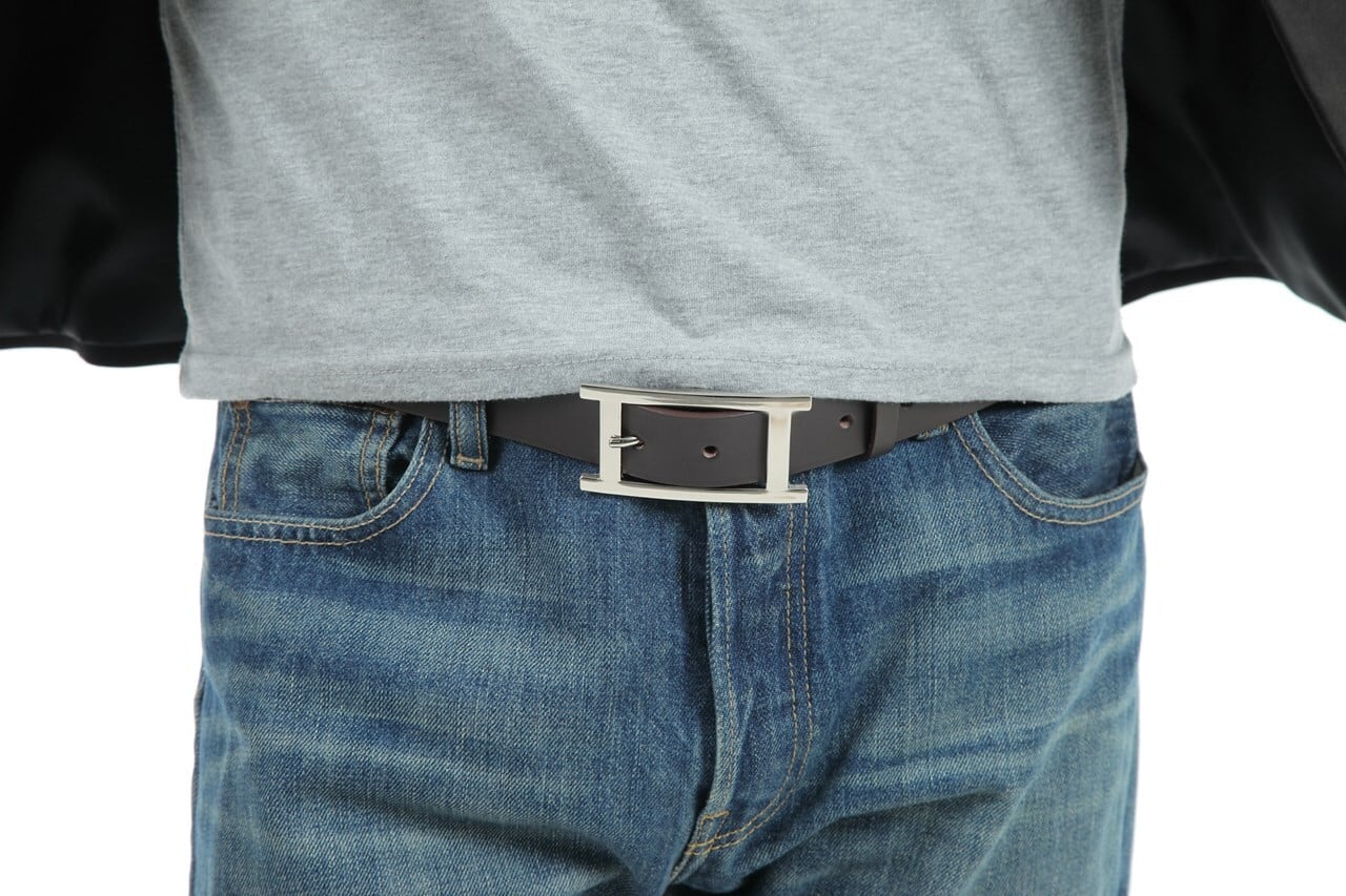 belllabell 牛革 ヌメ革 シルバー Hバックル ベルト メンズ 30mm幅