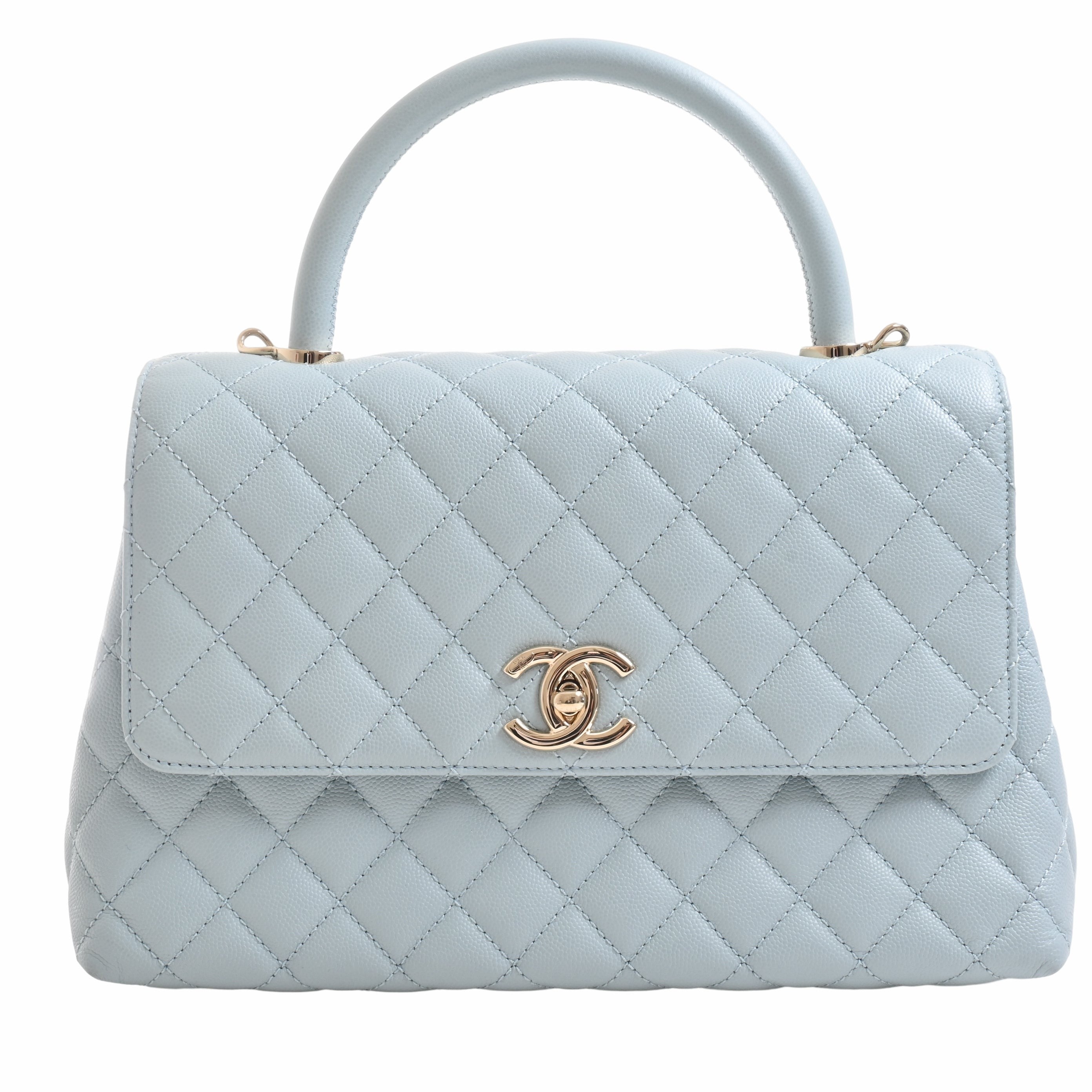 シャネル ココマーク ココハンドル トップハンドル 水色 ライトブルー