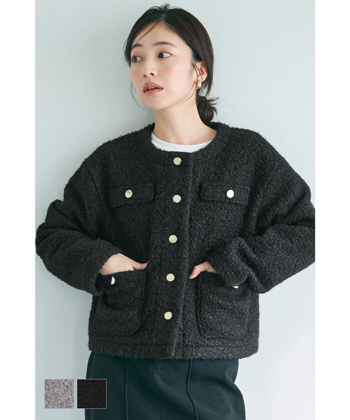 セール☆3990円→2990円 ボア金ボタンジャケット レディース メール便