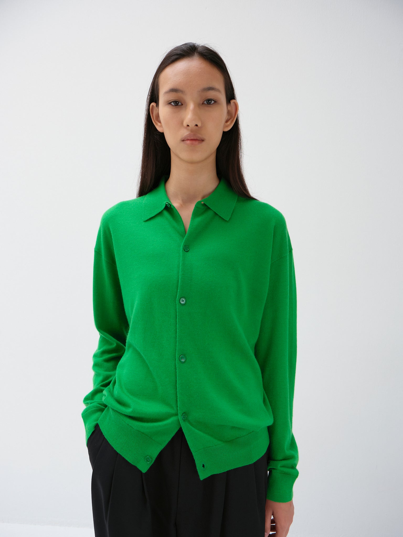 ウーステッドカシミヤ 150 ポロカラー, V Green – cash & barba