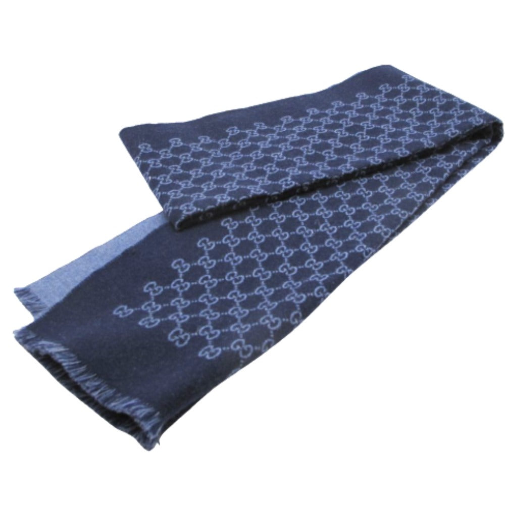 GUCCI グッチ マフラー グッチ 大判ストール マフラー ネイビー