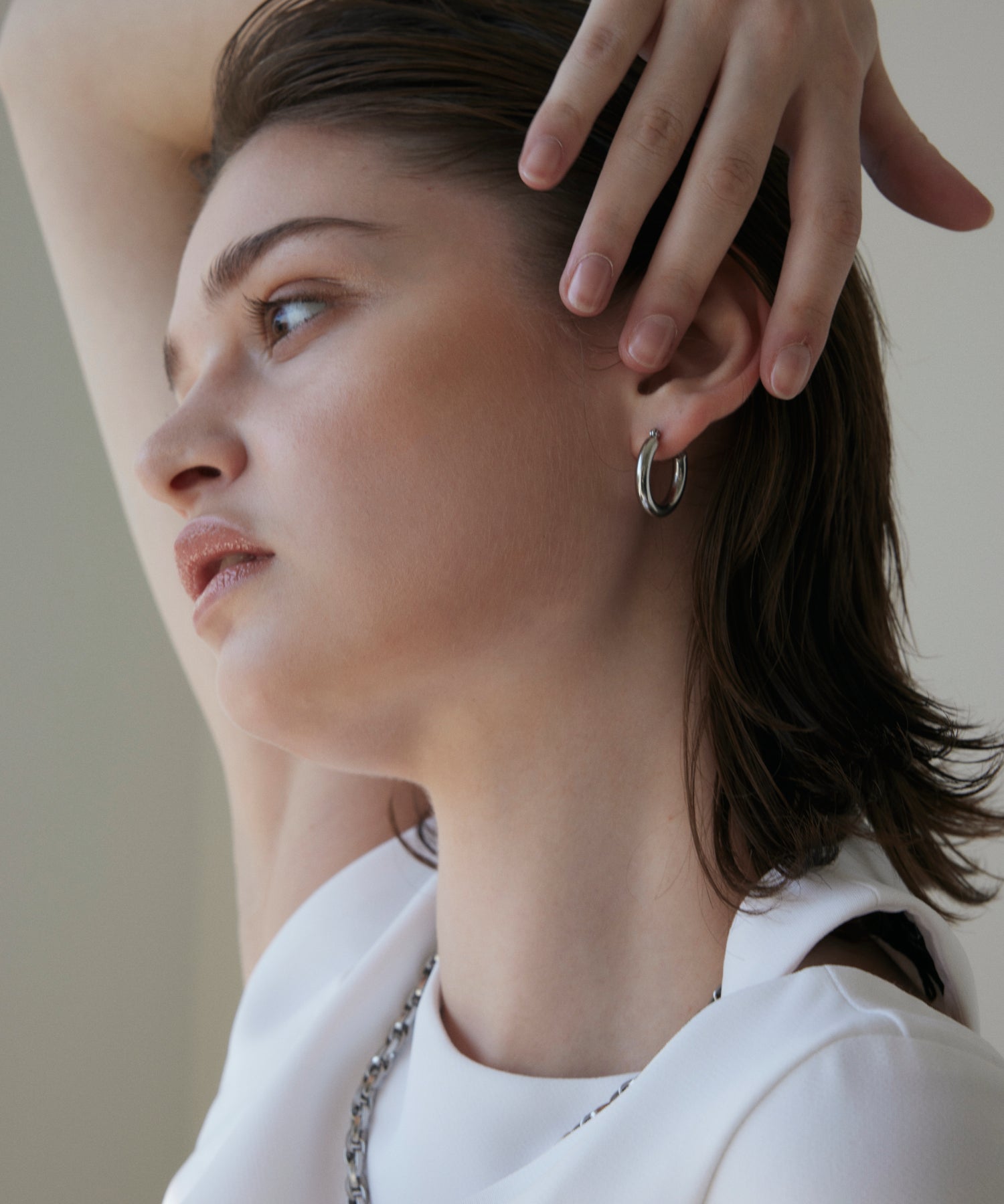 シルバー]ボリュームフープピアス