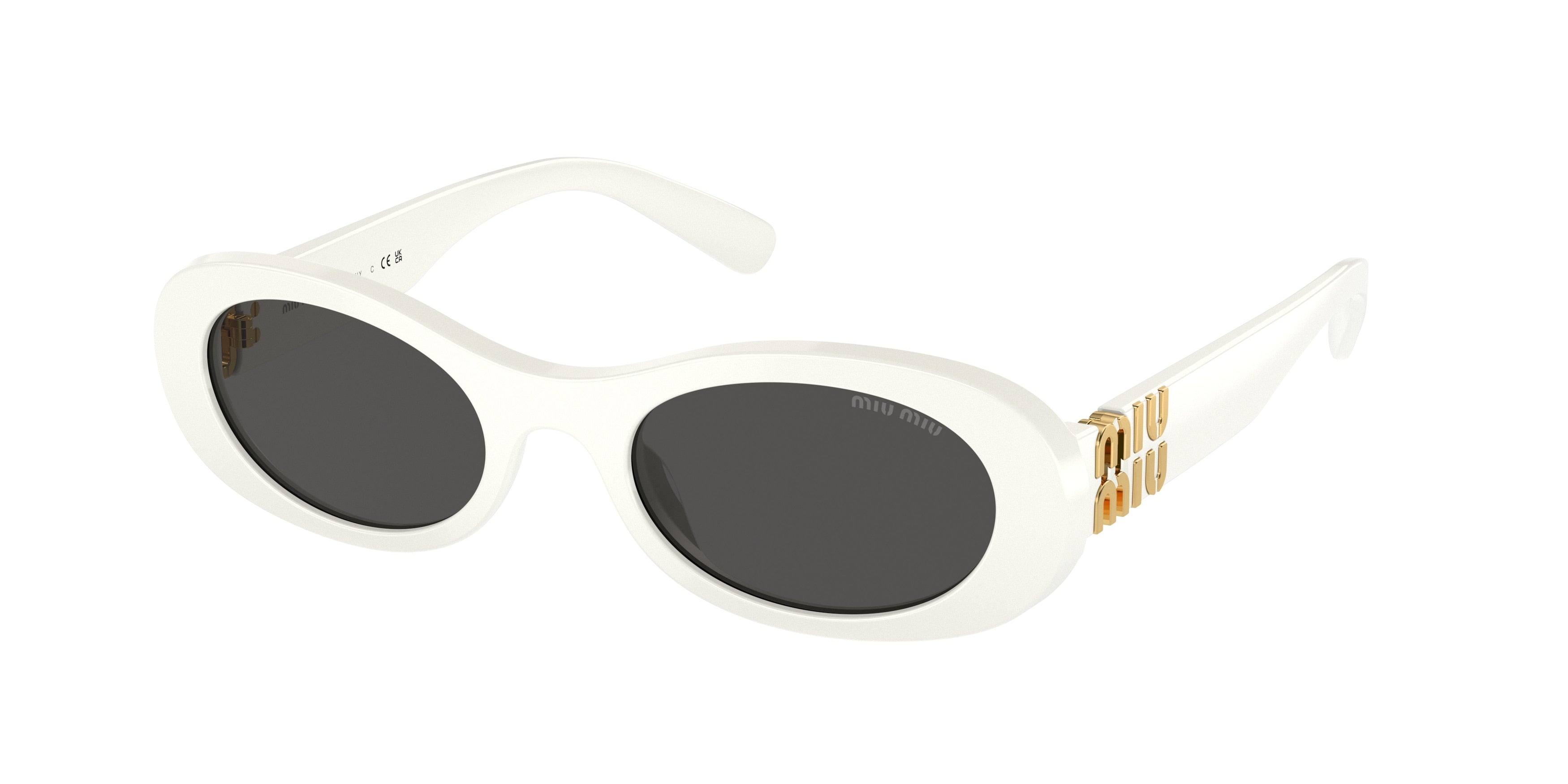 Miu Miu MU06ZS White Gold Oval Sunglasses – Designer Daydream