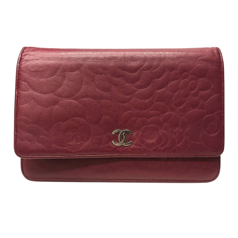 シャネル CHANEL カメリアチェーンウォレット A47421 ピンク/シルバー