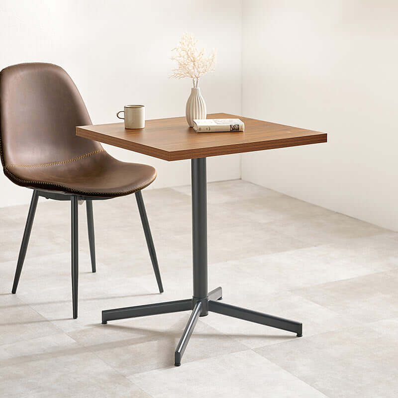 カフェテーブル 四角 60cm 一人暮らし 一本脚 アイアン - flatoo