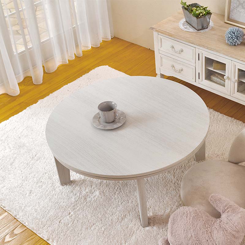 こたつ 円形 丸型 コンパクト 80 小さい かわいい ラウンド 白