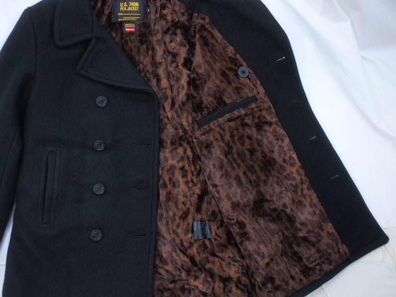 Supreme×Schott 'Peacoat'ピーコート Pコート M ショット 黒 ブラック