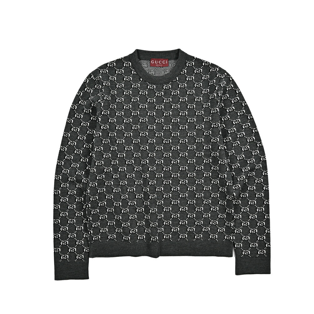 SALE｜GUCCI グッチ / ウール100% モノグラム柄クルーネックニット