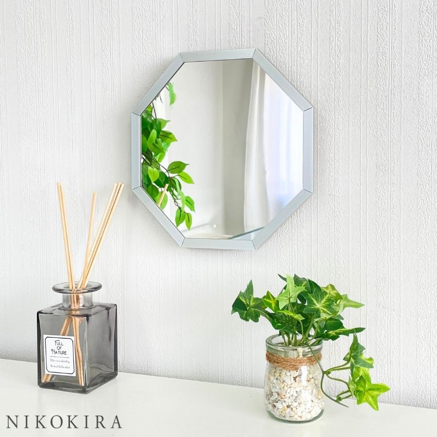 八角鏡 八角ミラー 八角形 玄関 鏡 八角ミラー 八角形 シャイン S