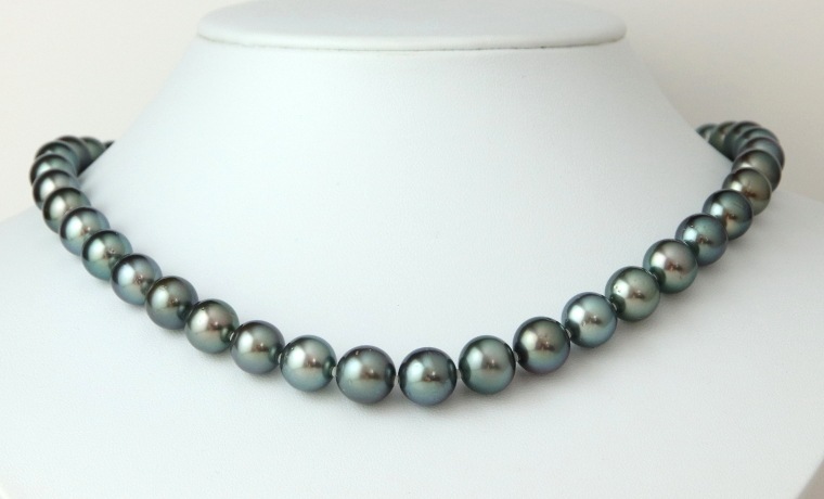 黒蝶真珠ネックレスブルーグレー【大きさ8-10mm・長さ45cm】＜59-19