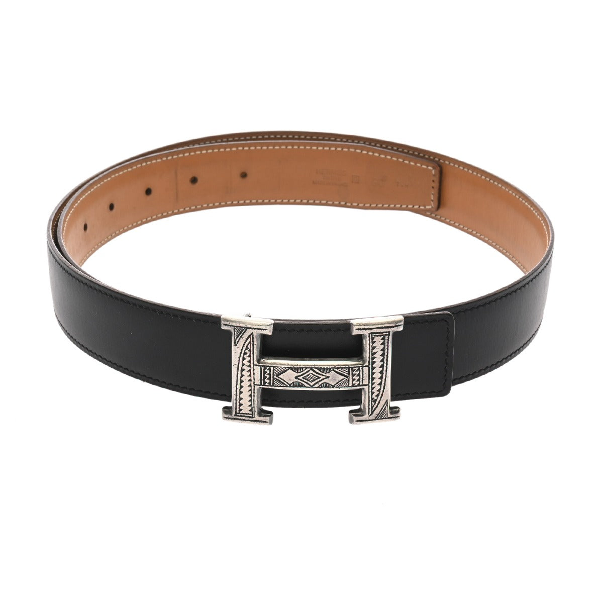 エルメス Hベルト トゥアレグバックル サイズ90cm ブラック/ナチュラル
