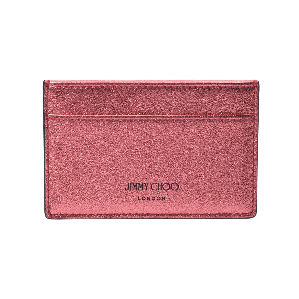 ジミーチュウパスケース メタリックピンク ユニセックス カーフ カード