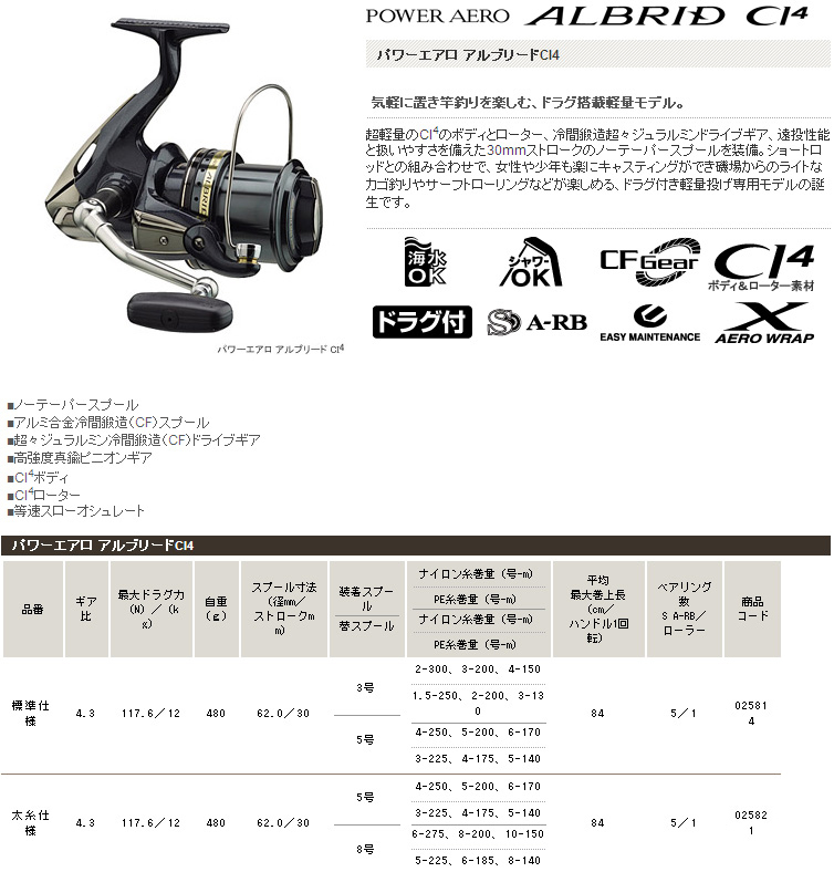 REEL/SPINNING REEL/☆POWER AERO ALBRID CI4