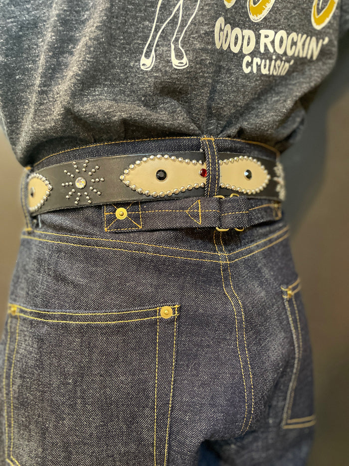 Vintage Style Leather Studs Belt/ヴィンテージスタイルレザー
