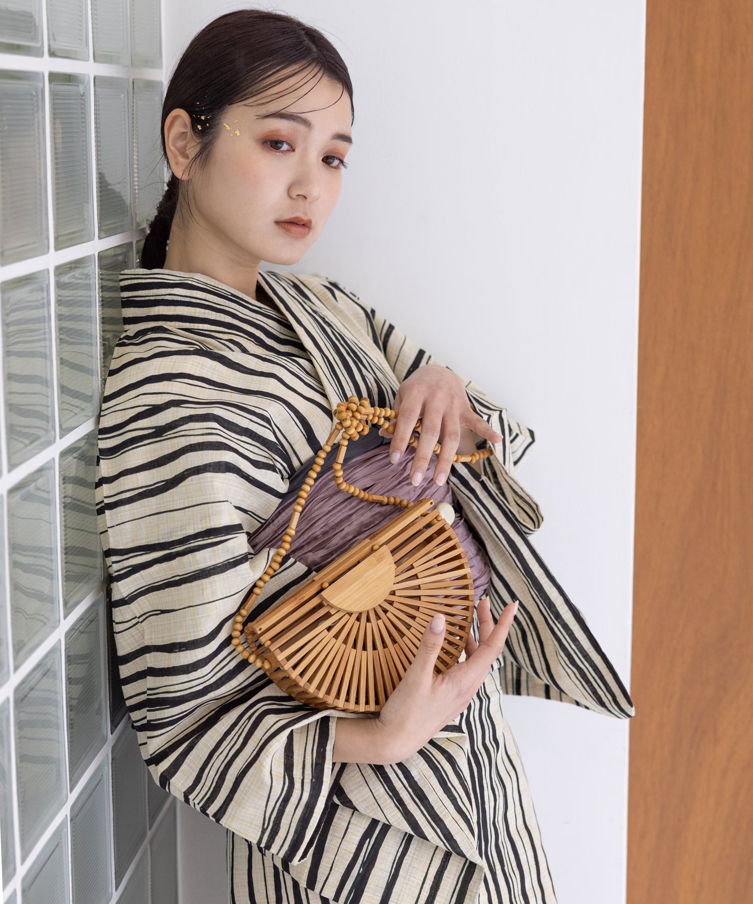 こだわり浴衣5点セット (浴衣/帯/下駄/腰紐/着付け冊子) 麻混 綿麻 先