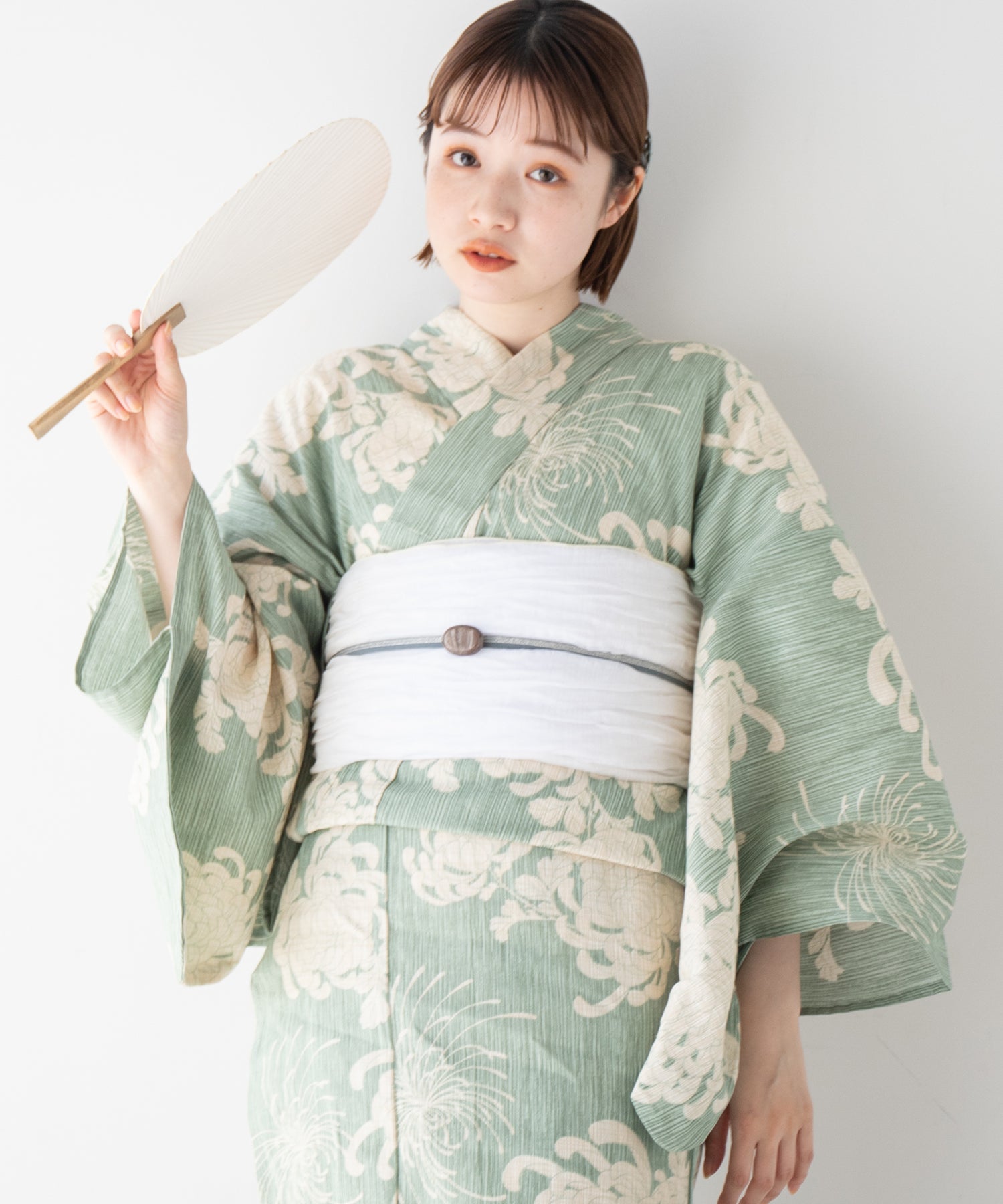 こだわり浴衣5点セット (浴衣/帯/下駄/腰紐/着付け冊子) 麻混 綿麻