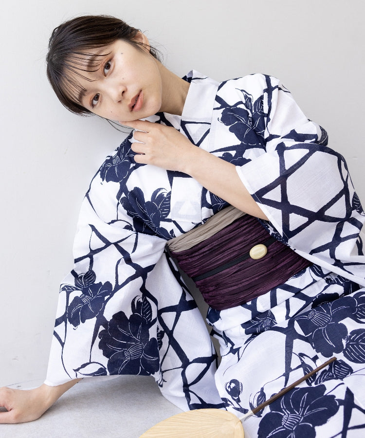 こだわり浴衣5点セット (浴衣/帯/下駄/腰紐/着付け冊子)※プリーツ