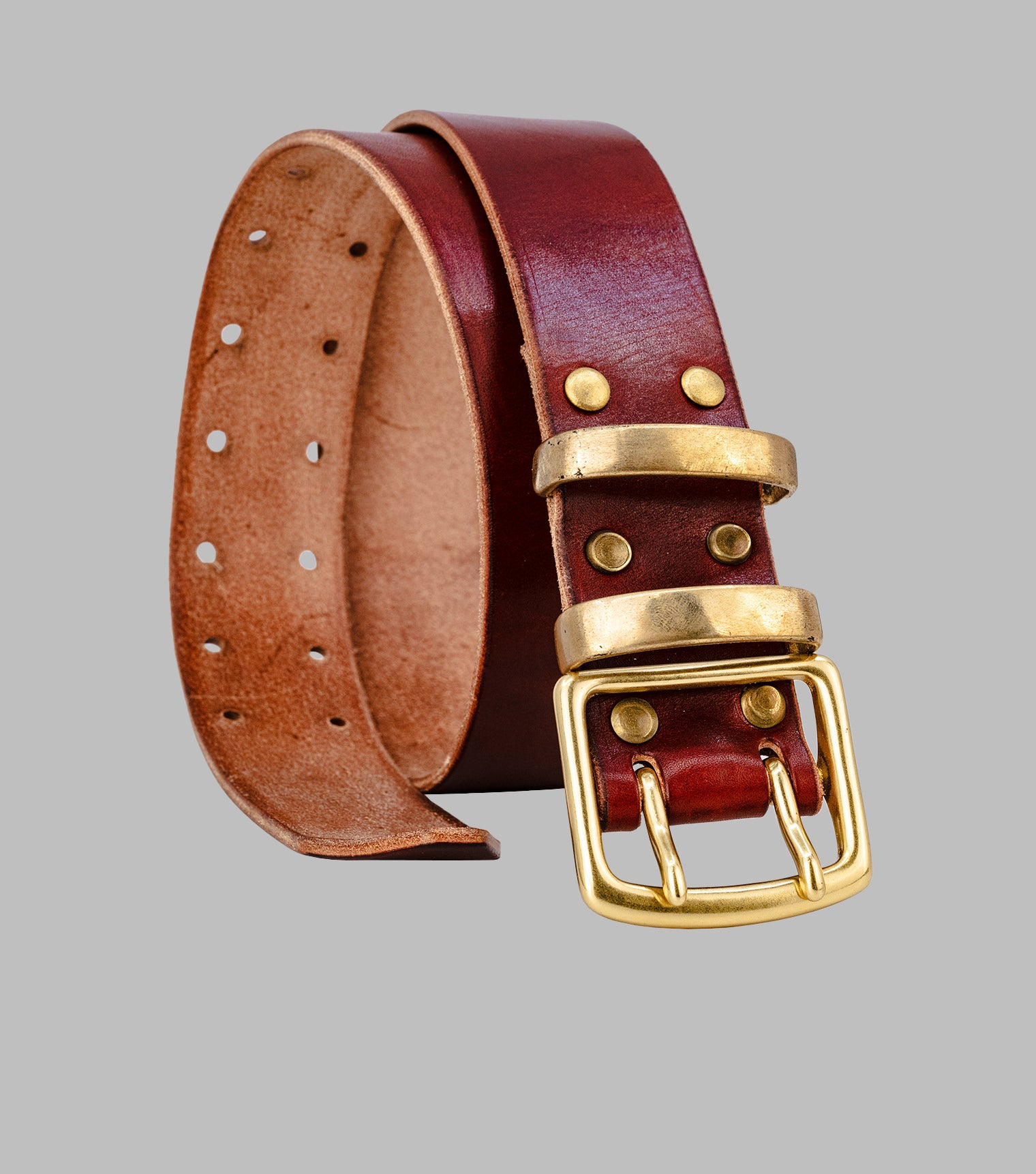 Double Prong Full Grain Veg Tan Leather Belt | Gaucho Ninja