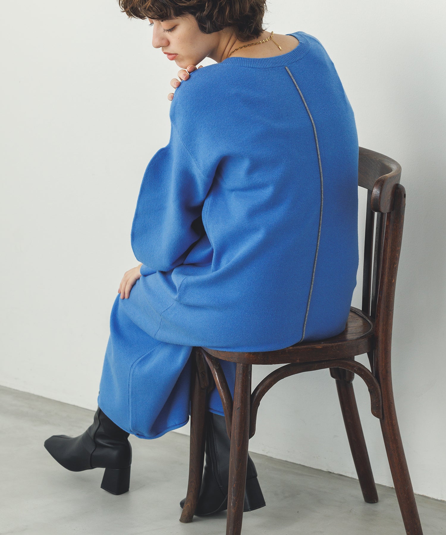 pgg☆ポリエステルヤーンハイネックワンピース☆サイズ0☆ネイビー pgg