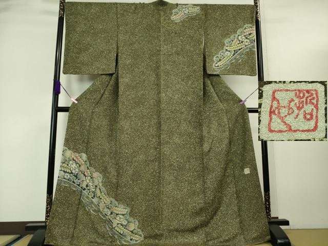 平和屋本店○極上 樋熊哲也 訪問着 辻が花 絞り 手描き 訪問着 金通し