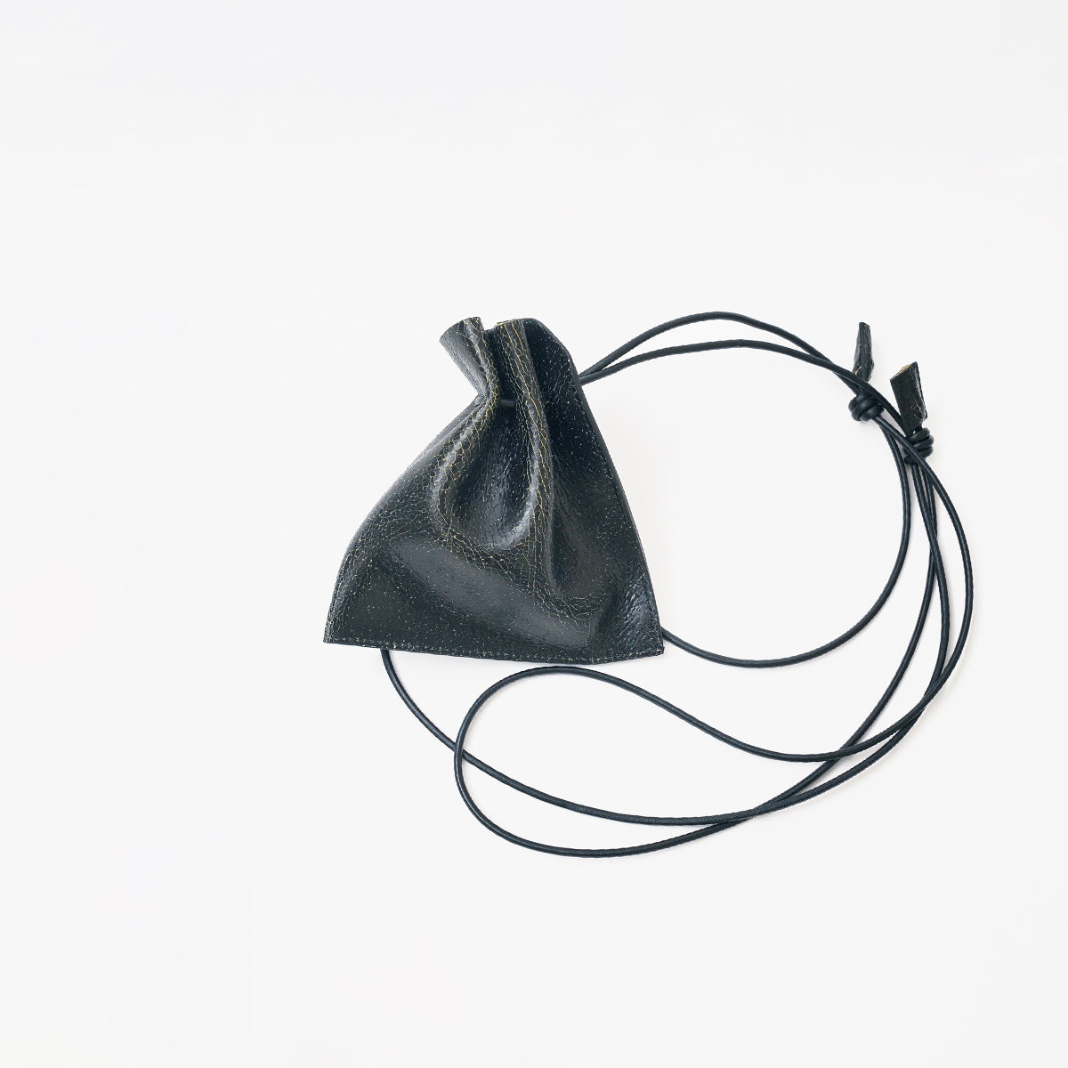 HERRIE KINCHAKU POUCH - XXS / CRACK｜ひび割れ加工の極小巾着ポーチ