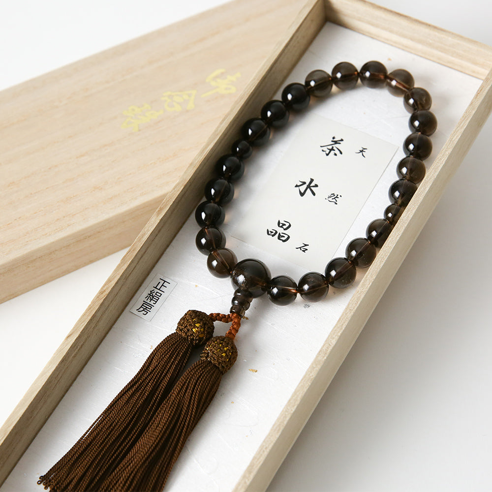 水晶念珠 数珠 念珠【女性用 水晶 ブルー水晶平合珠仕立 正絹房】 天然石 7mm玉