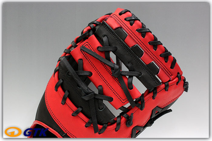 久保田スラッガー KSF-INB ブラック×レッド 軟式用ファーストミット 横