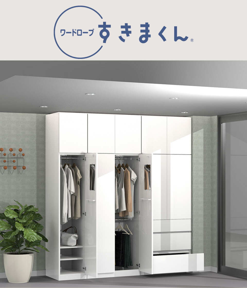 ワードローブすきまくん WSD 下ハンガー＋上下棚 片開 BR(右開)/BL(左