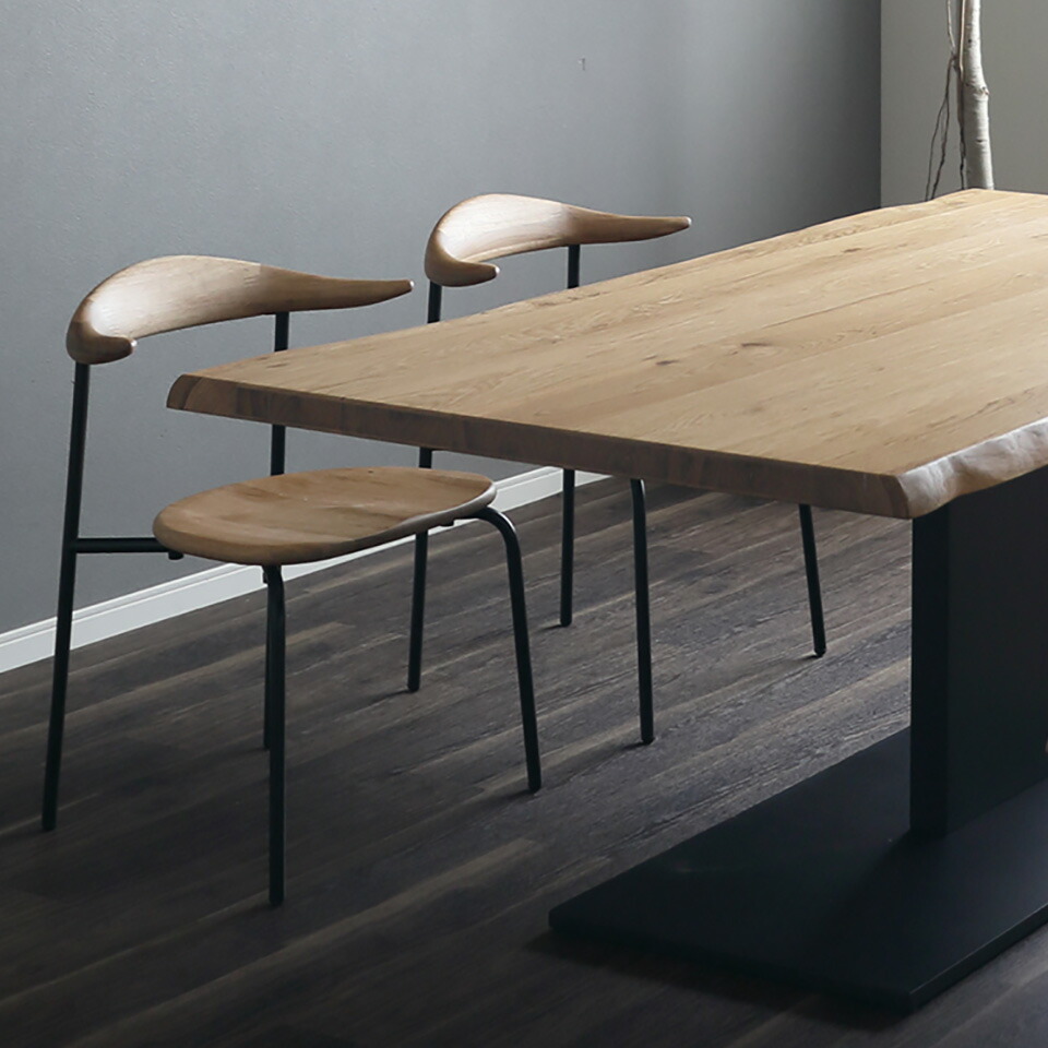 天然無垢材のダイニング 5点セット 一枚板風 幅200cm 4人掛け 天然無垢