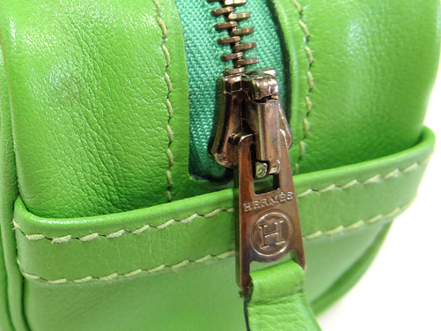 送料、代引手数料無料】◇【中古】エルメス ポーチ アップルグリーン