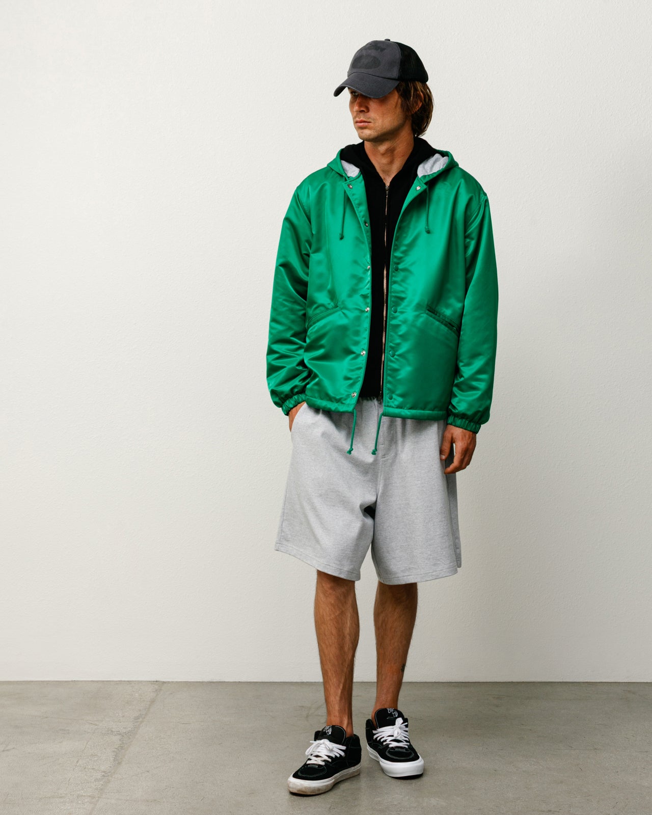 Hooded Coaches Jacket – Green | Outerwear | Stüssy Japan