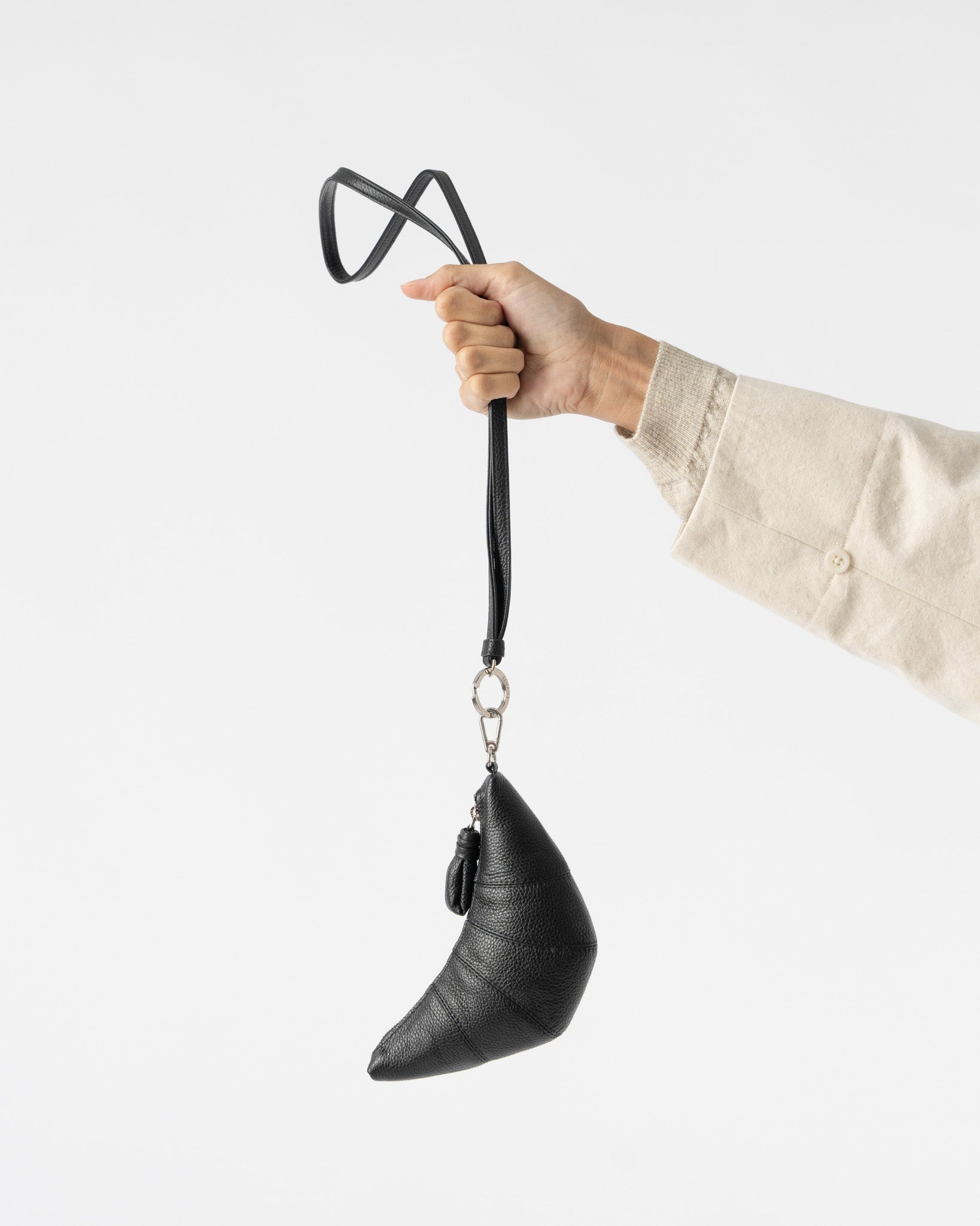 Lemaire Croissant Coin Purse Necklace in Black Curated at Jake and