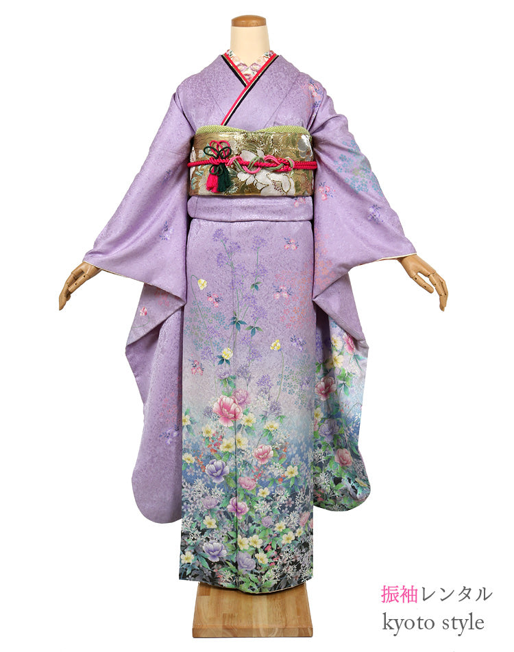 振袖 レンタル フルセット 藤色 紫 トールサイズ 大きいサイズ 適応