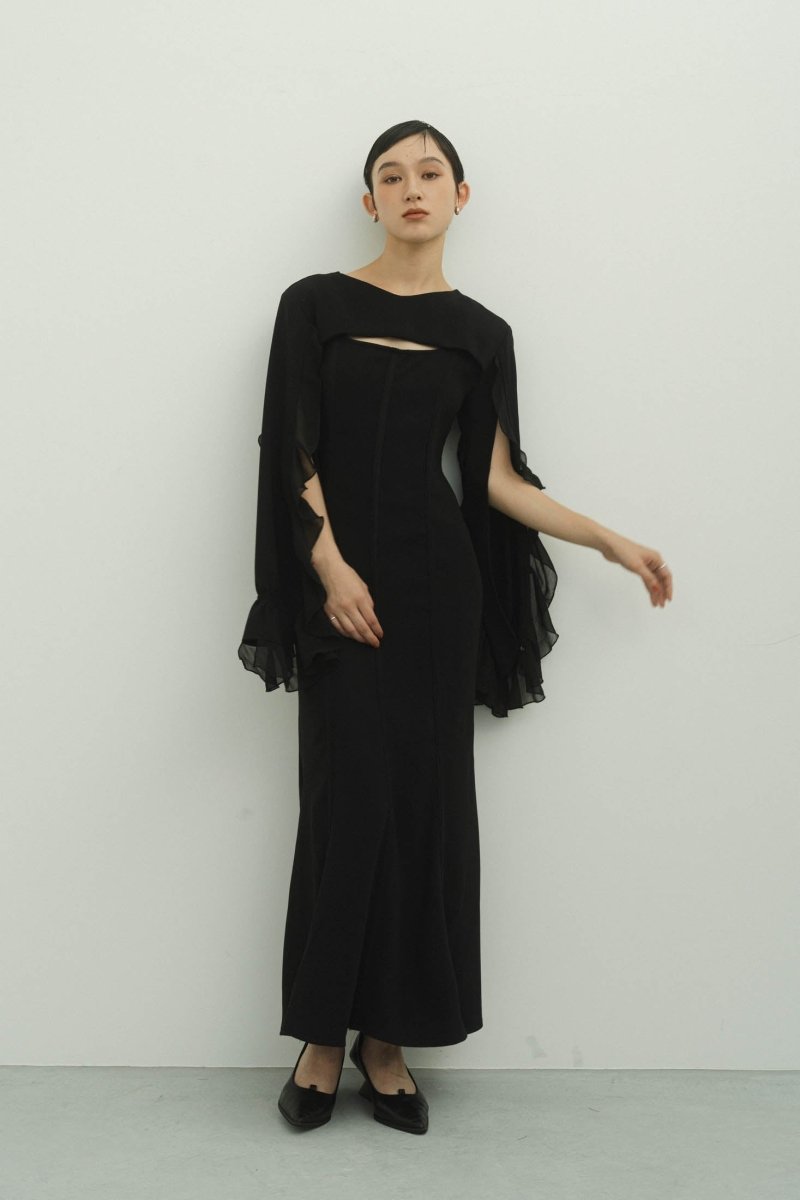 frill sleeves one piece/black | KNUTH MARF