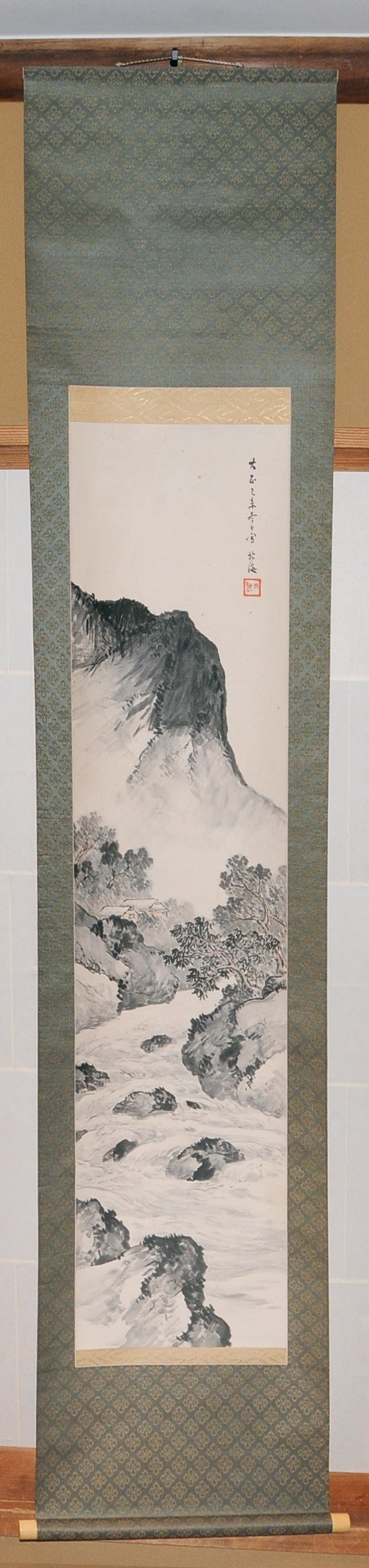 掛け軸山水画北海淡彩山水立軸